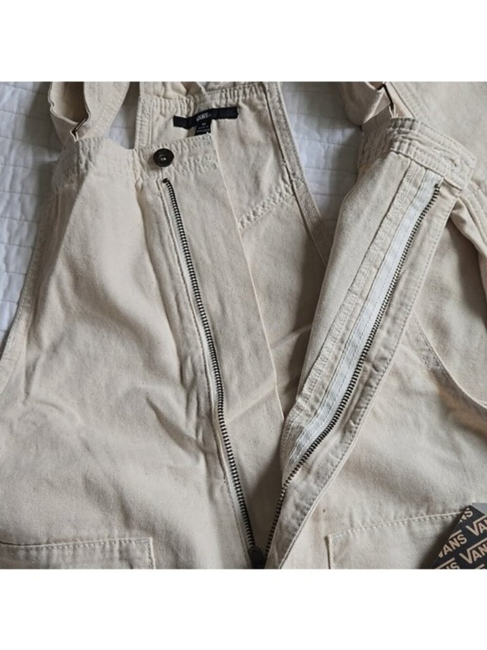 Vans Cotton Stryker Overalls Women Workwear Inspired Patches Cream New 042026 - Picture 8 of 13